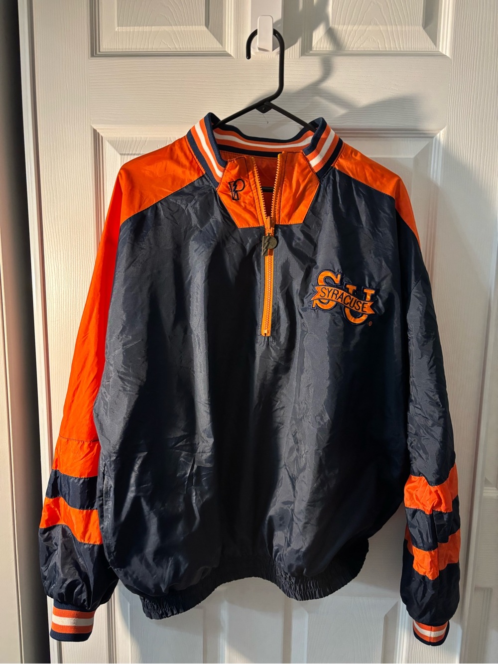 Syracuse Navy & Orange Pullover Windbreaker Jacket.  Reversible
